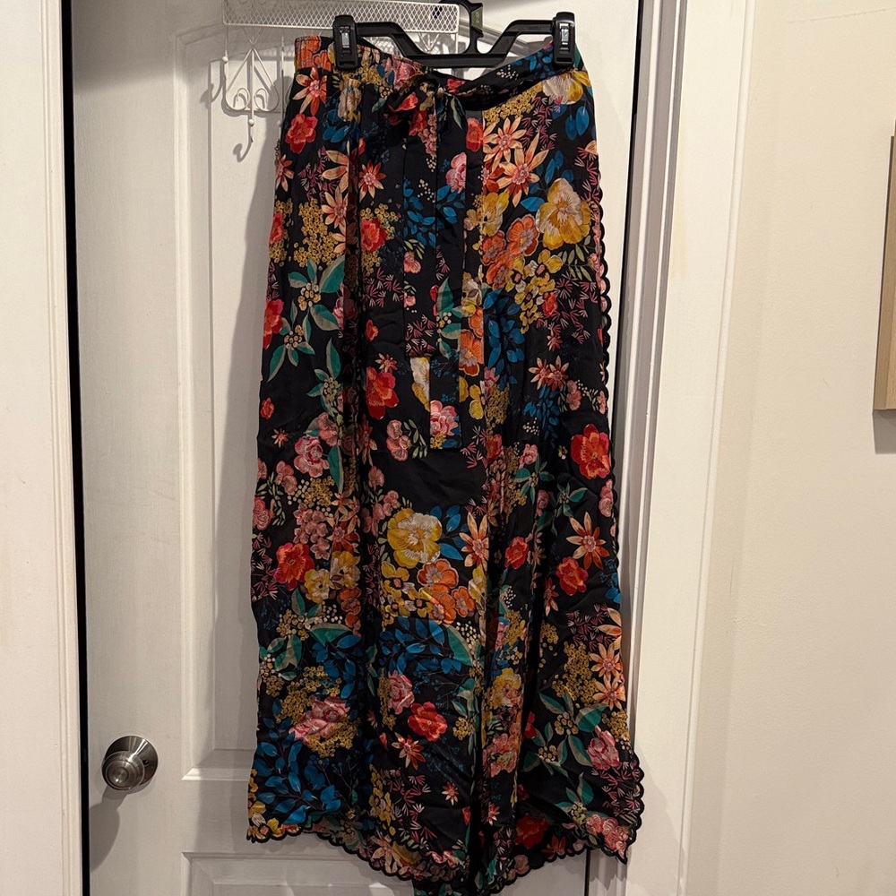 Johnny Was Floral Wide Leg Pants - Black and Multicolor